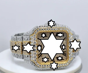 Reloj de Lujo con Moissanita VVS, Acero Inoxidable, 41 mm, Movimiento Automático Japonés, Edición Limitada, Bisel con Diamantes Rosa Rubí, Esfera Cuadrada - Product Image 1
