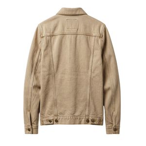 Beige Sand Denim Outerwear <b>Men</b> <b>Light</b> Wash Jean <b>Jacket</b> Classic Trucker Breathable Casual Cotton Denim <b>Jacket</b> Plus Size Apparel - Product Image 2
