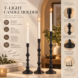 Classic Black Taper Candle Holders Set of 3 in Different Heights for <b>Table</b> Display |<b>Tall</b> Metal Candlestick Stands for Home Decor - Product Image 4