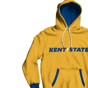 Sudadera con capucha dorada de Kent State para mujer, de manga larga, de algodón tejido, para otoño, con logo frontal y estampado. - Product Image 4