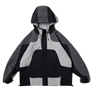 Chaqueta Deportiva de Estilo Americano con Logotipo Personalizado, Chaqueta Vintage Holgada para Hombre, Chaqueta con Capucha Resistente al Viento - Product Image 3