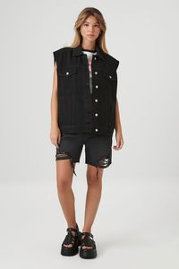 Retro 90s Aesthetic <b>Denim</b> Vest | Gender-Neutral Oversized <b>Sleeveless</b> <b>Jacket</b> | Acid Wash Sustainable <b>Denim</b> Gilet - Product Image 2