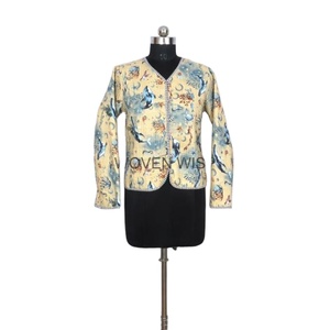 Chaqueta acolchada de algodón con estampado de bloque de mano Reversible de otoño Fabricación al por mayor Abrigo cortavientos corto de bajo precio - Product Image 5