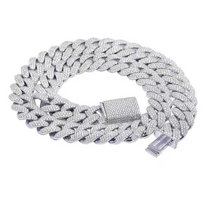 Nuevo Collar de Moda con Cadena Cubana de Diamantes Moissanite, Diseño Moderno, Oro Blanco, Estilo Hip Hop, Unisex, Regalo de Boda, India - Product Image 1
