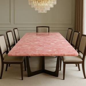 Plateau de table en quartz rose | Plateau de table personnalisé avec logo en quartz rose | Table de restaurant en quartz rose | Plateau de table d'hôtel en quartz rose - Product Image 4