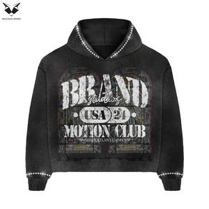 Men's Printed <b>Knitted</b> Hooded Sweatshirt <b>Set</b> Wholesale Price 80% Cotton 20% Poly Black Color Two Piece <b>Sets</b> Hoodie & Shorts <b>Set</b> - Product Image 2
