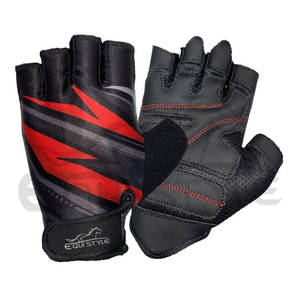 Guantes de Ciclismo de Medio Dedo Personalizados por Sublimación, Negros y Rojos, Transpirables, Cómodos, con Logotipo Personalizado, para Hombre - Product Image 1