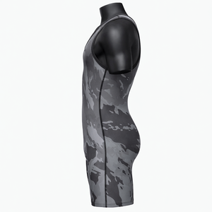 Combinaison de lutte unisexe ajustée, gris camouflage, impression par transfert thermique, tissu respirant, spandex, polyester, vêtements de sport colorés - Product Image 4