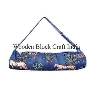 Sacs de tapis de yoga en coton faits à la main avec des bretelles, recyclables, pliables, faciles à transporter, logo personnalisé, design décontracté unisexe - Product Image 6