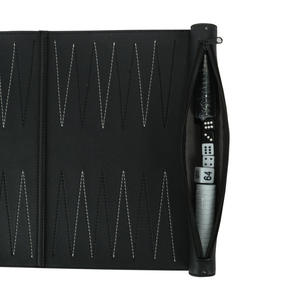Portable <b>Backgammon</b> <b>Set</b> with Roll-Up Case Durable leather or PU Board Classic Design for 2 Players Includes Dice and Checkers - Product Image 4