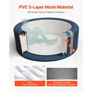 Vasca Idromassaggio Gonfiabile per 4-6 Persone, 81.9 x 26 Pollici, 130 Getti Rilassanti, Poggiatesta, Luce LED, Spa Portatile da Esterno - Product Image 5