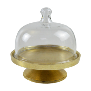 Soporte para Pastel de Excelente Calidad, Nuevo Diseño, con Tapa de Cristal Abombada, Perilla Decorativa de Metal, Bañado en Oro - Product Image 5