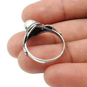 Bague élégante pour femme en argent sterling 925 massif, faite à la main avec perle d'eau douce naturelle, style bohème, cadeau pour les amoureux, idéale pour les mariages - Product Image 2