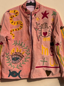 Bohemian Velvet Suzani Jacket Embroidered Jacket Oversize Winter Jacket Uzbek <b>Duster</b> Style Handmade Jacket Gift for Her - Product Image 3