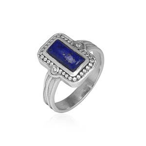 925 Sterling Silver Rectangle <b>Lapis</b> <b>Lazuli</b> <b>Ring</b> for Women Handmade Vintage Geometric Blue Gemstone Statement <b>Ring</b> - Product Image 6