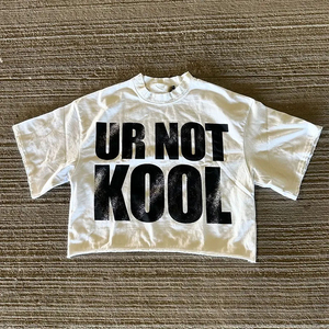 <b>Mens</b> Cropped Slogan Graphic T <b>Shirt</b> Bold Letter Print Streetwear Oversized Casual Cotton Short Sleeve Trendy Tee - Product Image 1