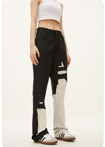 Pantalones Vaqueros Anchos Holgados de Estilo Hip Hop para Hombre, Personalizados, Negros, con Efecto Desgastado, Pierna Ancha, Rectos, de Mezclilla - Product Image 3