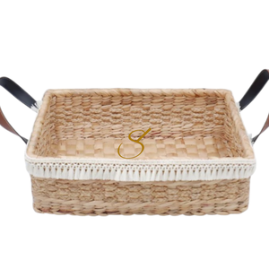 Cesta de Jacinto de Agua Hecha a Mano con Asas de Cuero - Product Image 3