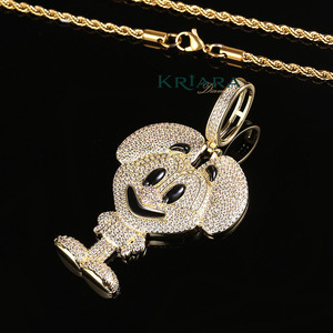 Colgante de Mickey Mouse en Plata 925 con Baño de Oro de 18K y Moissanita, Amuleto de Dibujos Animados de Lujo, Unisex, para Uso Diario - Product Image 2