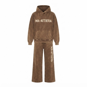 Conjunto de Sudadera con Capucha Oversize y Pantalones Jogger de Algodón Lavado Personalizado para Mujer, Chándal Casual de Forro Polar Estilo Urbano OEM ODM - Product Image 3