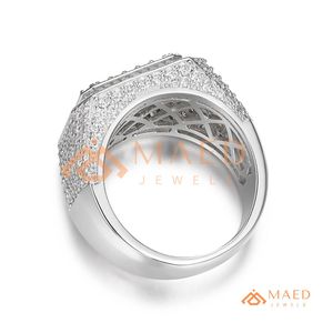 925 <b>Silver</b> Iced Out Square Cluster Moissanite <b>Ring</b> <b>for</b> <b>Men</b> Baguette Cut Hip Hop Luxury Statement Jewelry Gift - Product Image 6