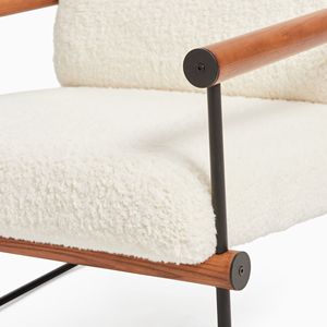 Modern Sherpa Living Room <b>Chair</b> with Metal Legs and Wood Arms Solid Back Leisure <b>Chair</b> for Indoor Use - Product Image 6