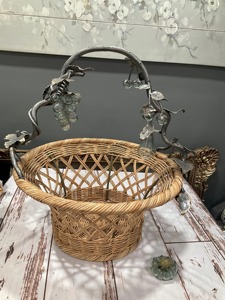 Eye Catching Metal And Rattan Fruit <b>Basket</b> Perfect For <b>Gift</b> Hampers Weddings And Special Occasions And Tabletop Decoration - Product Image 1