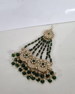 Chaîne de cheveux de mariée indienne Jhumar Pasa en zircon cubique et perles de cristal, accessoires de coiffure latéraux pour mariages, fabricants - Product Image 2