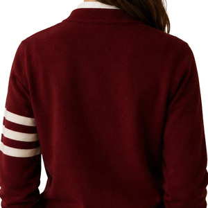 Cardigan rayé blanc en gros, sur mesure, style grec, tricot universitaire, fabricant et fournisseur de vêtements grecs en gros - Product Image 6