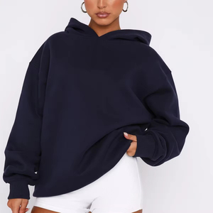 Sweat-shirt à capuche unisexe en molleton coupe droite, couleur unie, manches classiques, tricoté, streetwear d'hiver, avec poche, 370g - Product Image 2