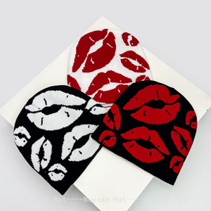 MILIENZ Unisex Personal Fully Printed Jacquard Lips Knitted Hats Warm Color <b>Block</b> Y2K Fashion American Beanies Hip Hop Versatile - Product Image 3