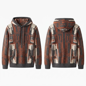 Sweat-shirt à capuche en tricot personnalisé OEM de qualité supérieure pour homme, tricot torsadé texturé, de haute qualité, chaud pour l'hiver, coupe classique, 100% coton - Product Image 4