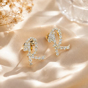 Wholesale SHRAMAN DIAMOND 10K Solid Gold Plated Custom Trendy Alphabet Letter Moissanite Diamond Screw <b>Back</b> Fine Stud <b>Earrings</b> - Product Image 5