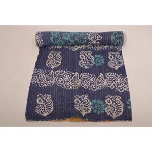 Bohemian Indian <b>Kantha</b> Quilt Handmade Cotton Reversible Vintage Bedspread <b>Throw</b> Home Accent - Product Image 2