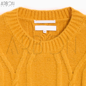 Pulls classiques vintage à manches longues pour hommes, style fait main, jaune moutarde, col rond doux, tricot épais de haute qualité, pour l'hiver - Product Image 3