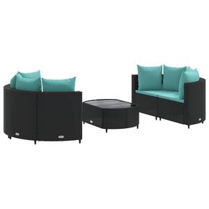 Ensemble de 5 canapés de patio en rotin PE noir, taille unique, pour l'aménagement de jardin - Product Image 2