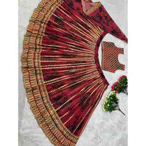 FANCY GEORGETTE BORDADO IMPRESO DIGITAL LEHENGA CHOLI CON DUPATTA MAROON - Product Image 5