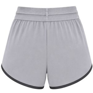 Light <b>Grey</b> <b>Women</b> Athletic Running <b>Shorts</b> With Black Piping Elastic Waist Drawstring Side Pocket Gym Workout Active Wear <b>Shorts</b> - Product Image 2