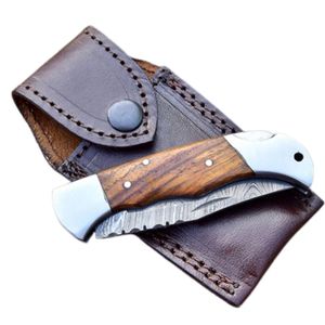 Couteaux de poche pliants robustes en acier Damas avec poignées en métal poli et lame pointue tranchante pour le camping et la randonnée - Product Image 4