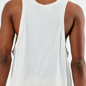 Camiseta sin mangas de algodón blanca para hombre, cuello redondo, informal, de punto, color liso, sin mangas - Product Image 4