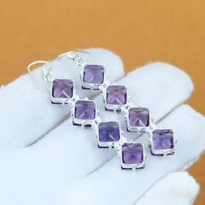 Boucles d'oreilles en améthyste, faites à la main, en argent sterling 925, style bohème, pour femmes, vente en gros - Product Image 4