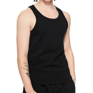 <b>Men</b> Black Sleeveless Tank Top Crew Neck Plain Cotton Muscle Fit Undershirt All Seasons Athletic Wear and reasonable prices - Product Image 3