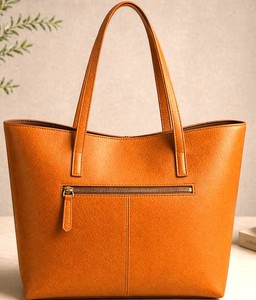 กระเป๋าโท้ทหนังแท้รอยา ฟูลเกรน สีแทน ทำมือ กันน้ำ หรูหรา สไตล์ลำลอง เรียบง่าย ทนทาน ทันสมัย ใช้ได้ทุกวัน - Product Image 3