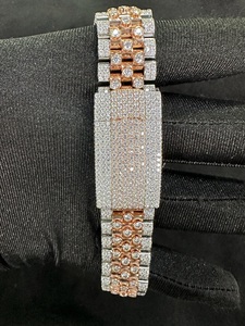 RUDRA JEWELS WATCHES นาฬิกาข้อมือสแตนเลสสตีลหรูหรา ระบบอัตโนมัติ เครื่องจักรกลจากญี่ปุ่น 12 สปอร์ต ดีไซน์หรูหรา ประดับโมอิสซาไนต์ทรงสี่เหลี่ยม ขนาด 20 มม. คริสตัล - Product Image 4