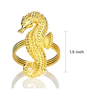Anillo para Servilletas con Diseño de Caballito de Mar Dorado, Elegante Decoración Marina para Mesa, Temática de Playa, Bodas y Eventos - Product Image 3