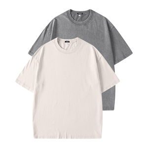 Camiseta de Algodón de Color Sólido Extra Grande para Hombre, Manga Corta, Cuello Redondo, Informal, Lisa, Tejida, Marrón, Negra - Product Image 4