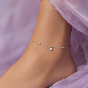 Namivaa 925 Sterling Silver Geometric Bezel Set Minimalist Dangle CZ <b>Anklet</b> Women High Polish Adjustable Chain Wedding Party - Product Image 1