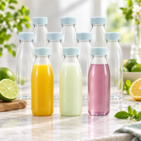 Bouteilles rondes transparentes en PET pour jus et boissons avec bouchons à vis en plastique pour l'emballage de boissons vides et la distribution au détail
