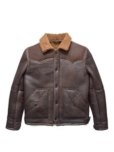 Chaqueta de Cuero con Forro de Borrego Marrón para Hombre - Product Image 1
