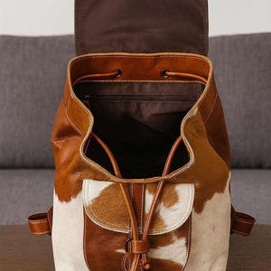 Wholesale cowhide leather bags Genuine cowhide leather hair on school <b>backpacks</b> bulk supplier OEM custom branding export quality - Product Image 4